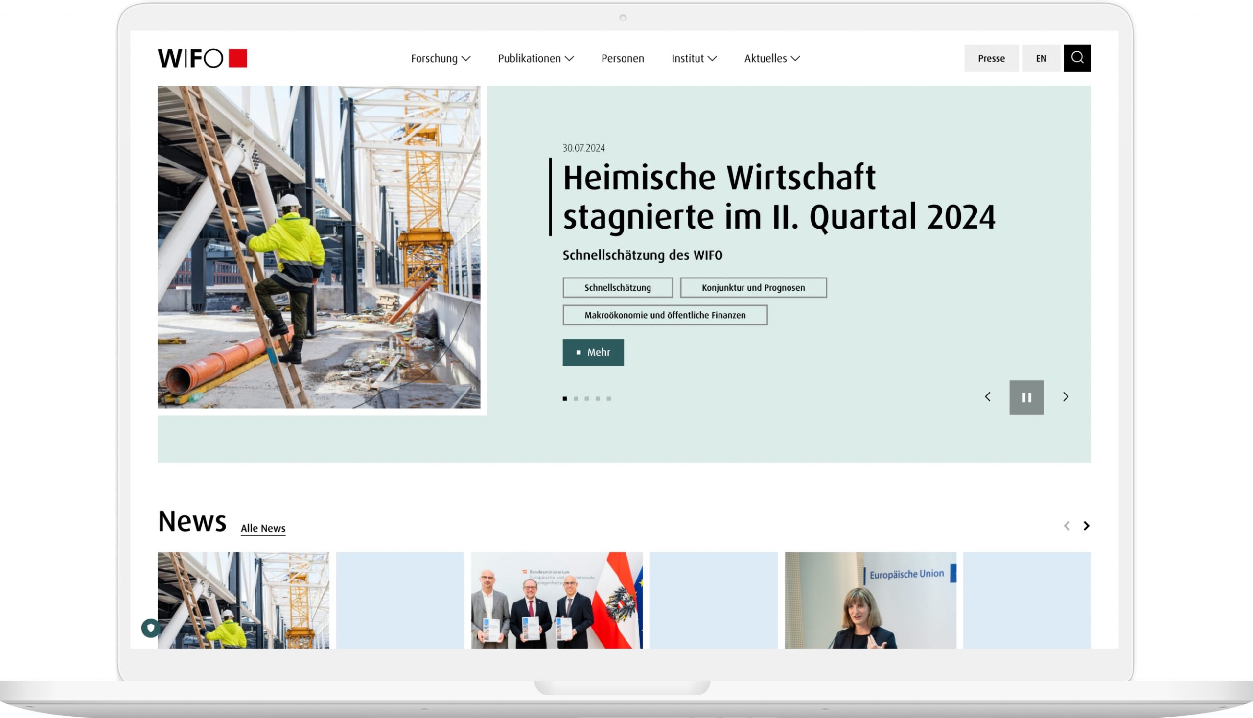 Mockups der neuen WIFO Website