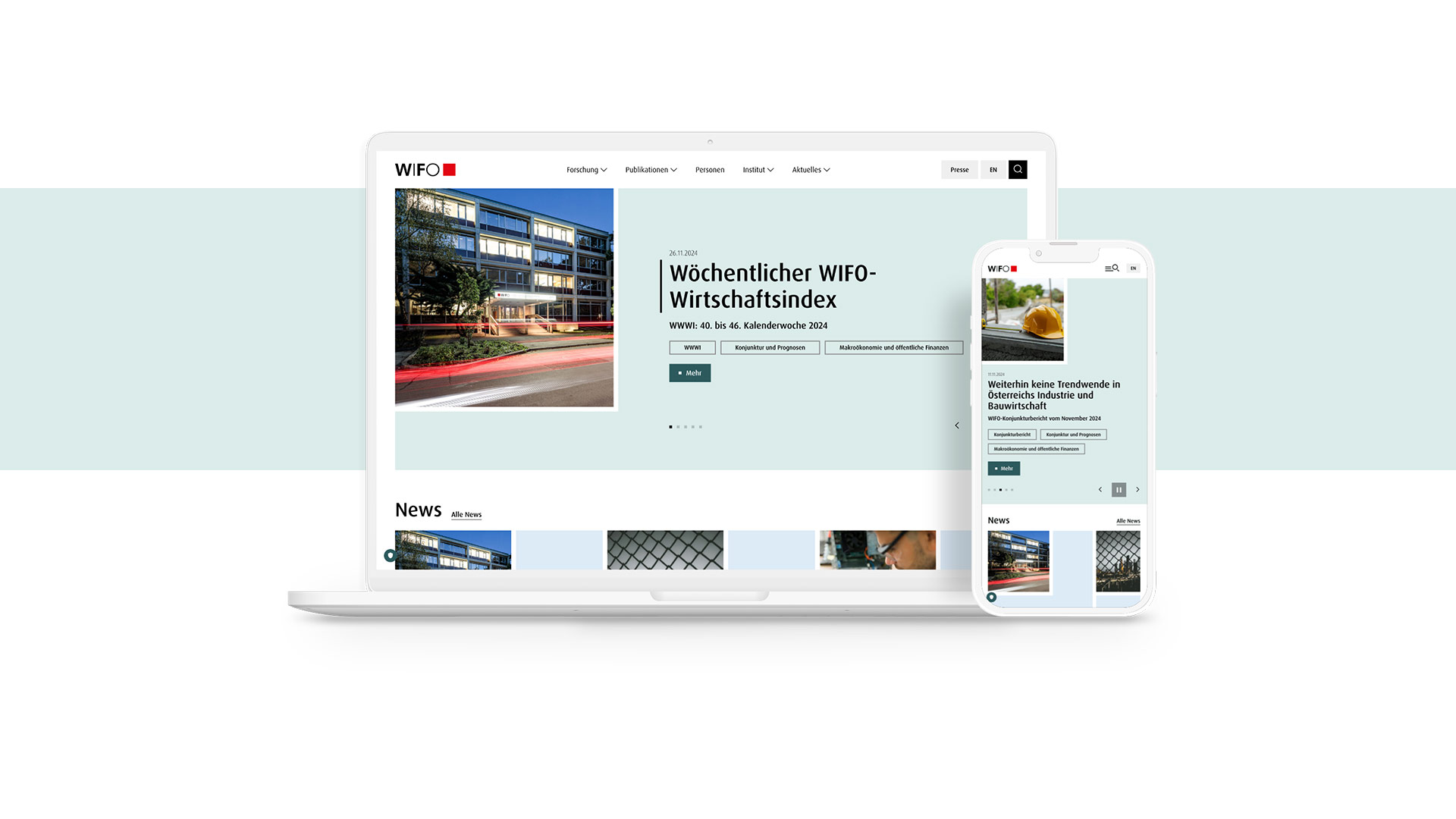 Mockups der neuen WIFO Website